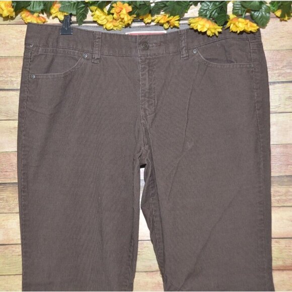 Gap Boot Cut Stretch Ladies Size 12 Brown Corduroy Pants Retro Look Casual Fall - Picture 2 of 8